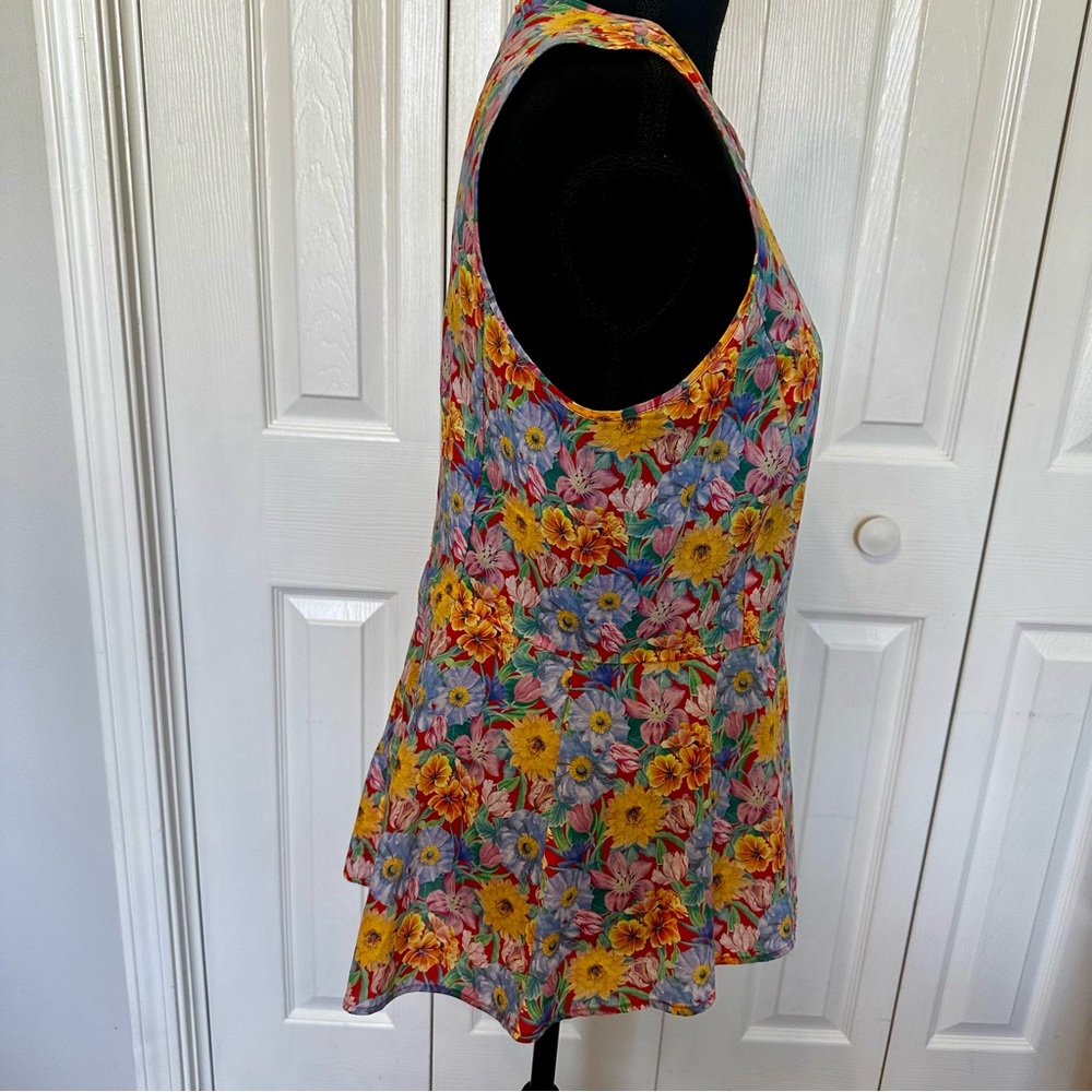 ANTONIO MELANI Floral Sleeveless Peplum Top - Size Medium Multicolor - Picture 3 of 10